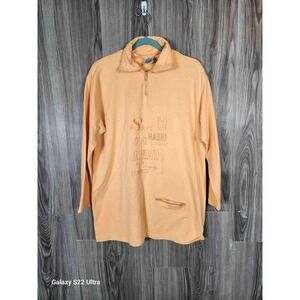 Oui Sport Vintage Orange Long Sleeve Half Zip Pullover Shirt Unisex Size XL